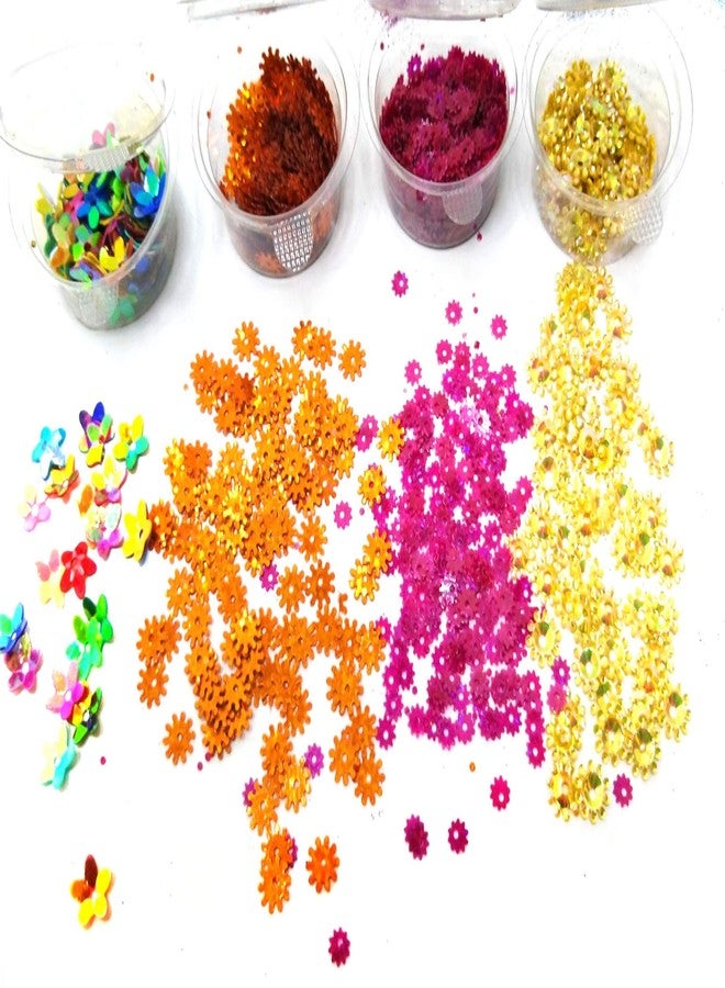 StepsToDo Glitter & Sequins Hobby Craft Kit. Set of 8 Glitter Powder, 4 Sequins. Extra fine Glitter and Flower Shape Sequins for Slime, Art, Crafts, Nail Art Polish, Scrap-Booking, Paints. - Image 2